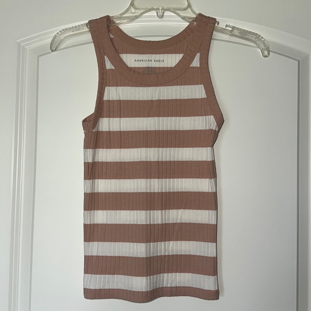 XSMALL pink & white striped tank AMERICAN EAGLE